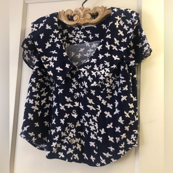 Anthropologie Tops - Anthropologie Maeve Flutter Neck Sparrow Shirt